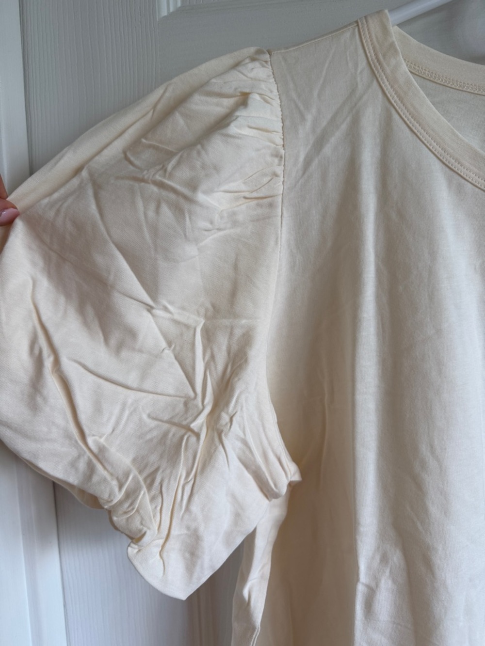 NWT LOFT Ivory Puff-Sleeve Short Sleeve Tee - Picture 5 of 8